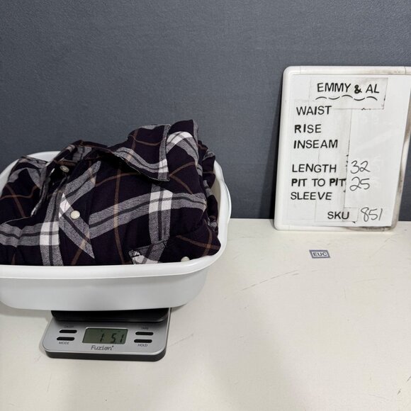 Wrangler Mens Quilted Lined Flannel Shirt Jacket Size L Purple Plaid Pearl Snap - Picture 11 of 14